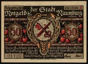 Notgeld der Stadt Naumburg a. Saale 50 Pfg.