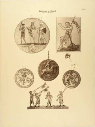 15 Darstellungen von Miniaturen und Siegel Deutscher Ritter des Mittelalters, Ende des 13. Jahrhunderts