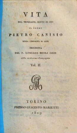 Vita del venerabil servo di Dio il padre Pietro Canisio della Compagnia di Gesù, 2