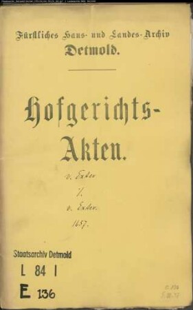 von Exter, Magarete geb. von der Lippe gegen Johann von Exter zu Pottenhausen - Schuldforderung