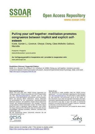 Pulling your self together: meditation promotes congruence between implicit and explicit self-esteem