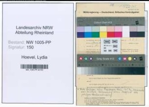 Entnazifizierung Lydia Hoevel , geb. 02.10.1897 (Fuersorgerin)