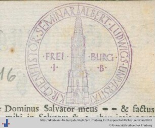 [Provenienz]: Albert-Ludwigs-Universität Freiburg, Kirchengeschichtliches Seminar