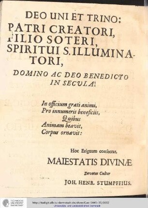 Deo Uni et Trino
