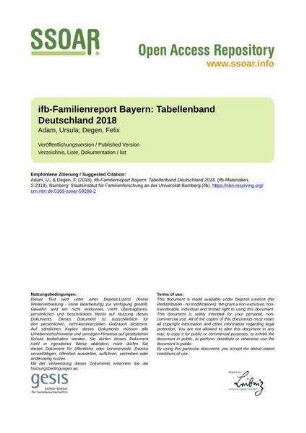 ifb-Familienreport Bayern: Tabellenband Deutschland 2018