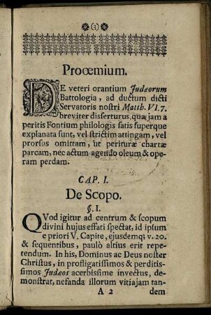 Cap. I. De Scopo.