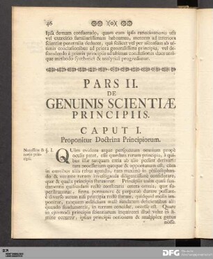 Pars II. De Genuinis Scientiæ Principiis