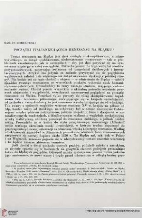 2: Początki italianizującego renesansu na śląsku