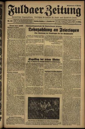 Erste Ausgabe vom Sonntag, den 05. Dezember 1937.