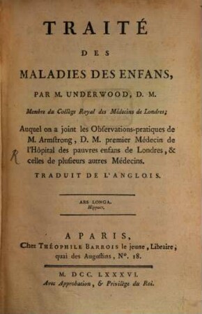 Traité des maladies des enfans