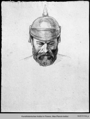 Kopfstudie eines Mannes mit Helm