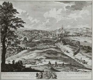 Meißen, Gesamtansicht, elbabwärts gesehen, vorn Martinskapelle : Meißen, Elbbrücke