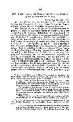 Aufbringung des Schulgelds für arme Kinder : [V. Elementarschulwesen]