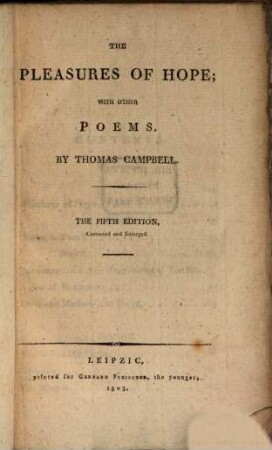 The pleasures of Hope and other poems