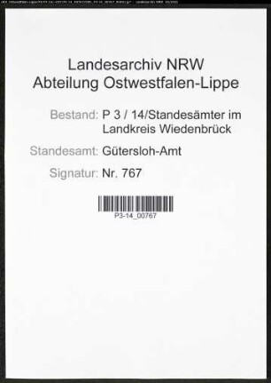 Heiratsregister Standesamt Gütersloh-Amt