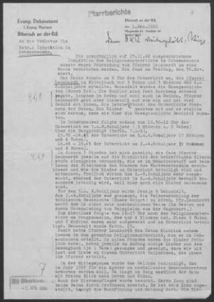 Ochsenhausen mit Diaspora: Inspektionsbericht 1962