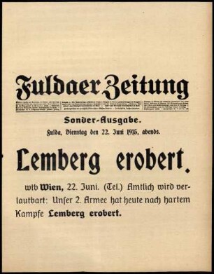 Zweite Ausgabe vom Dienstag, den 22. Juni 1915.