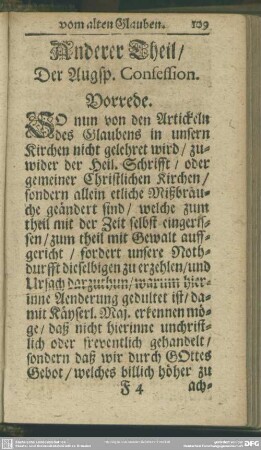 Anderer Theil, Der Augsp[urgischen] Confession