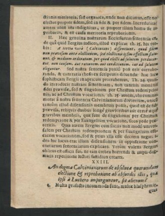 XXIII. An dogma Calvinianorum de absoluta quorundam electione & reprobatione ab absurdis illis, quae ipsi a Luthero ...?