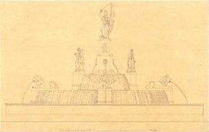 Gärtner, Friedrich von; München, Ludwigstr.; Universitätsbrunnen - Aufriss