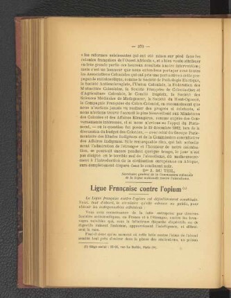 Ligue Francaise contre l'opium.