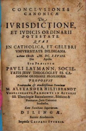 Conclusiones can. de iurisdictione et iudicis ordinar. potestate