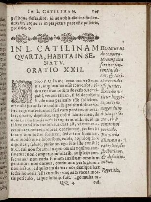 In L. Catilinam Quarta, Habita In Senatu. Oratio XXII.
