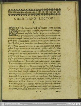 Praefatio Ad Christianum Lectorem