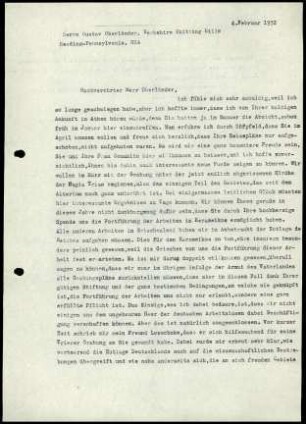 G. Karo an G. Oberlaender