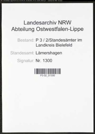 Heiratsregister Standesamt Lämershagen