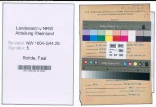 Entnazifizierung Paul Rohde , geb. 30.05.1887 (Polizeibeamter)