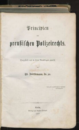 Principien des preußischen Polizeirechts
