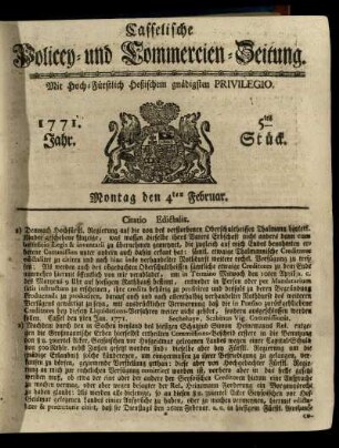 5tes Stueck, Montag den 4ten Februar 1771