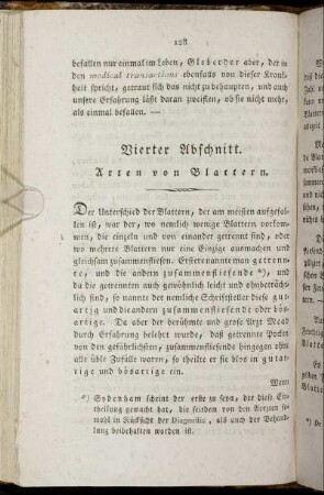 Vierter Abschnitt. Arten von Blattern.