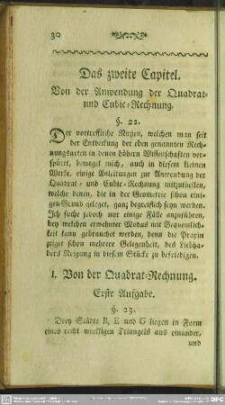 Das zweite Capitel. Von der Anwendung der Quadrat- und Cubic-Rechnung