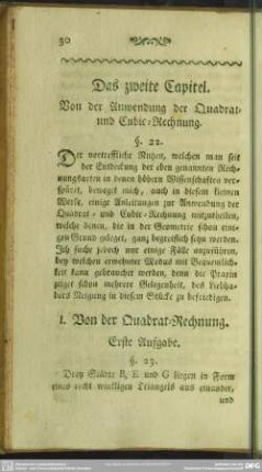 Das zweite Capitel. Von der Anwendung der Quadrat- und Cubic-Rechnung