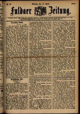Ausgabe vom Montag, den 16. April 1888.
