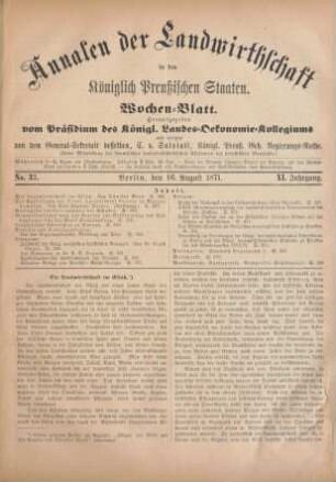 No. 33. Berlin, den 16. August 1871. XI. Jahrgang.