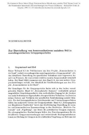 Zur Darstellung von kommunikativem sozialem Stil in soziolinguistischen Gruppenporträts