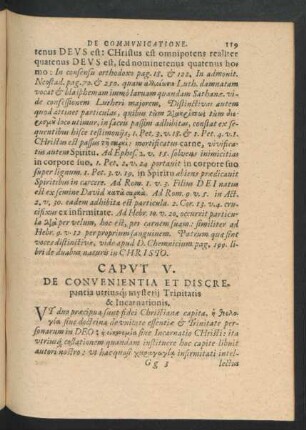 Caput V. De Convenientia Et Discrepantia utriusque mysterii Trinitatis & Incarnationis.