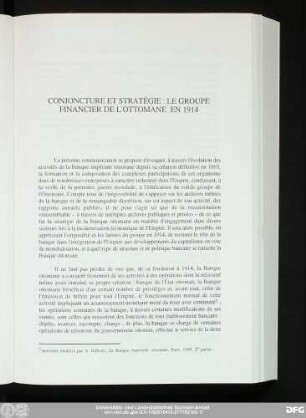 Conjoncture Et Stratégie: Le Groupe Financier De L'Ottomane En 1914
