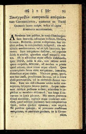 [Skiagraphia] compendi antiquitatum Germanicum, quatenus ex Taciti [...].