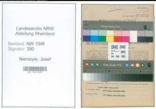 Entnazifizierung Josef Niemeyer , geb. 18.04.1897 (Aushilfsverwaltungsangestellter)