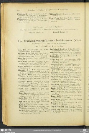 XV. Fränkisch-Oberpfälzischer Bezirksverein.