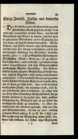 Einige Zweifel, Zusätze und bemerkte Fehler