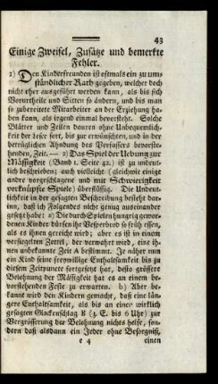Einige Zweifel, Zusätze und bemerkte Fehler