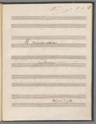 Minuetto pastorale, Mezzo-S, pf, IrmR JWV 147, fis-Moll - BSB Mus.ms. 4698-11 : [title page, pencil:] 11. [ink:] Minuetto pastorale. // c. v. // Josef Rheinberger. // München d. 11/1 66