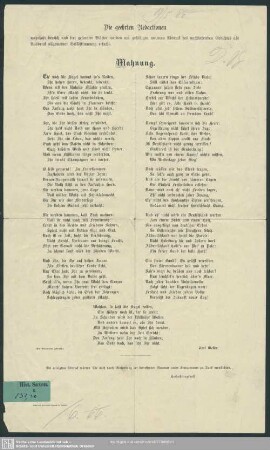 Mahnung : [Gedicht]