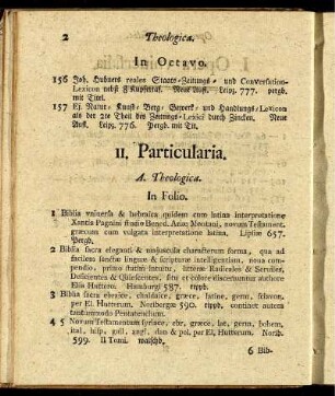 II. Particularia.