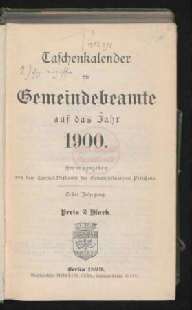 1900: Taschenkalender für Gemeindebeamte